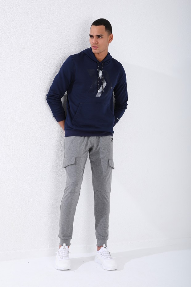 Tommy Life Gri Melanj Kargo Cep Dar Kalıp Jogger Erkek Eşofman Alt - 84796. 1 Tommy Life Gri Melanj Kargo Cep Dar Kalıp Jogger Erkek Eşofman Alt - 84796. 1