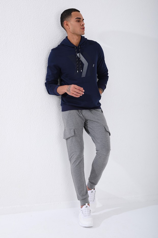 Tommy Life Gri Melanj Kargo Cep Dar Kalıp Jogger Erkek Eşofman Alt - 84796. 3 Tommy Life Gri Melanj Kargo Cep Dar Kalıp Jogger Erkek Eşofman Alt - 84796. 3