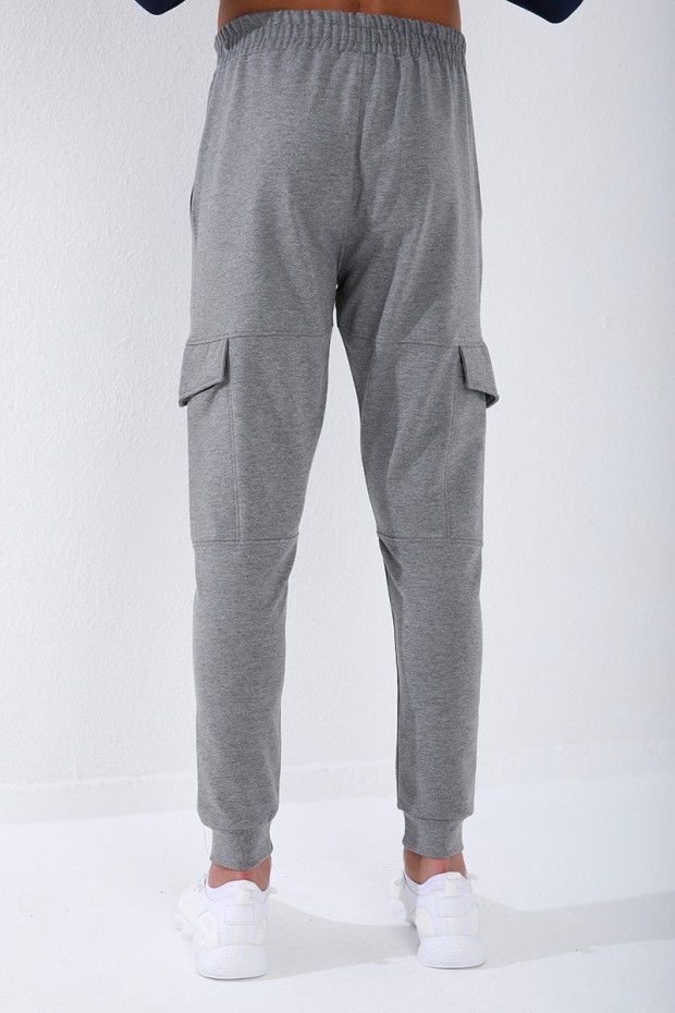 Tommy Life Gri Melanj Kargo Cep Dar Kalıp Jogger Erkek Eşofman Alt - 84796. 4 Tommy Life Gri Melanj Kargo Cep Dar Kalıp Jogger Erkek Eşofman Alt - 84796. 4
