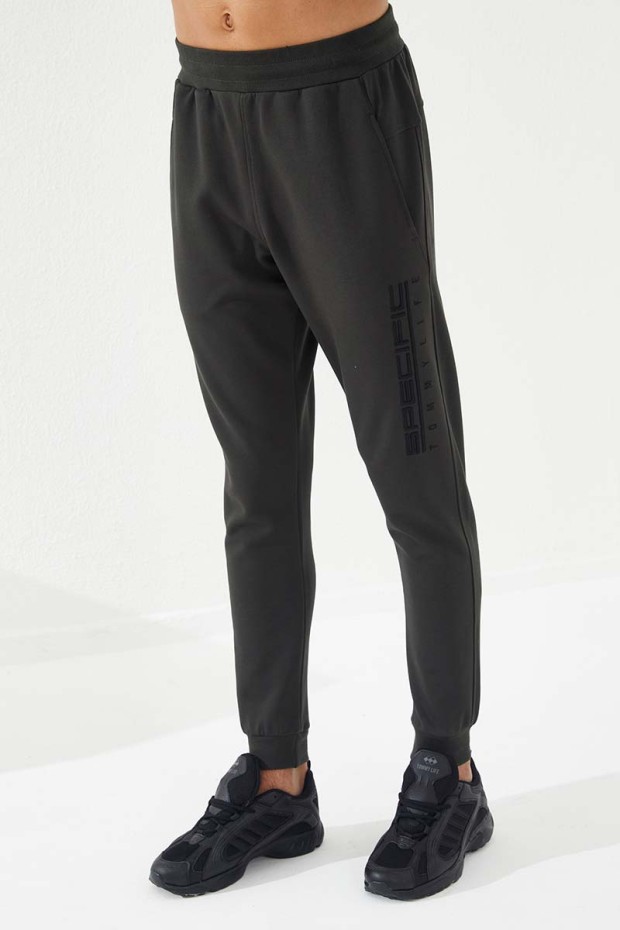 Tommy Life Haki Fermuar Cepli Yazı Nakışlı Dar Kalıp Jogger Erkek Eşofman Alt - 84785. 5 Tommy Life Haki Fermuar Cepli Yazı Nakışlı Dar Kalıp Jogger Erkek Eşofman Alt - 84785. 5