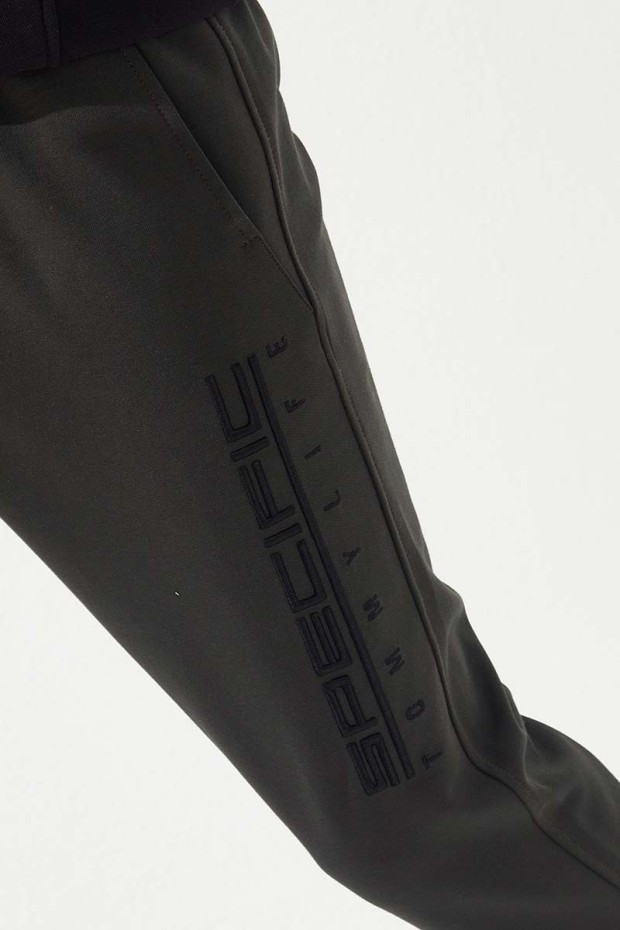 Tommy Life Haki Fermuar Cepli Yazı Nakışlı Dar Kalıp Jogger Erkek Eşofman Alt - 84785. 2 Tommy Life Haki Fermuar Cepli Yazı Nakışlı Dar Kalıp Jogger Erkek Eşofman Alt - 84785. 2