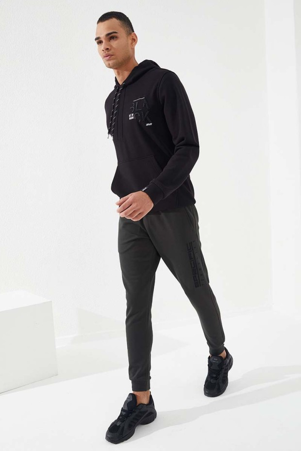 Tommy Life Haki Fermuar Cepli Yazı Nakışlı Dar Kalıp Jogger Erkek Eşofman Alt - 84785. 3 Tommy Life Haki Fermuar Cepli Yazı Nakışlı Dar Kalıp Jogger Erkek Eşofman Alt - 84785. 3