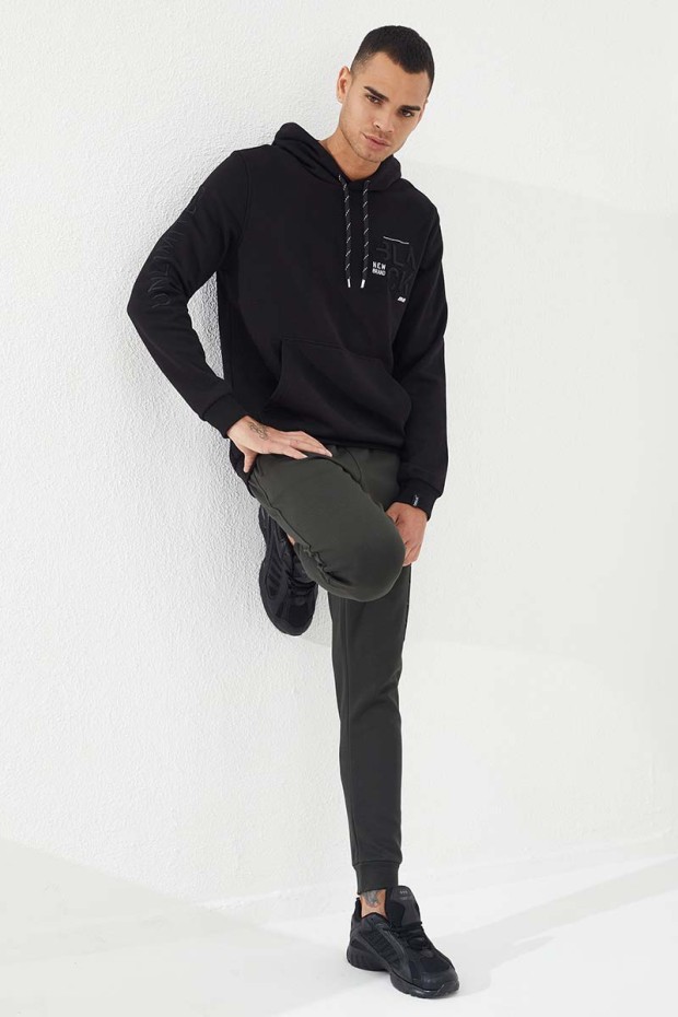 Tommy Life Haki Fermuar Cepli Yazı Nakışlı Dar Kalıp Jogger Erkek Eşofman Alt - 84785. 7 Tommy Life Haki Fermuar Cepli Yazı Nakışlı Dar Kalıp Jogger Erkek Eşofman Alt - 84785. 7