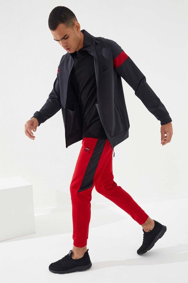Tommy Life Kırmızı Cepli Desen Şeritli Dar Kalıp Jogger Erkek Eşofman Alt - 84788. 1 Tommy Life Kırmızı Cepli Desen Şeritli Dar Kalıp Jogger Erkek Eşofman Alt - 84788. 1