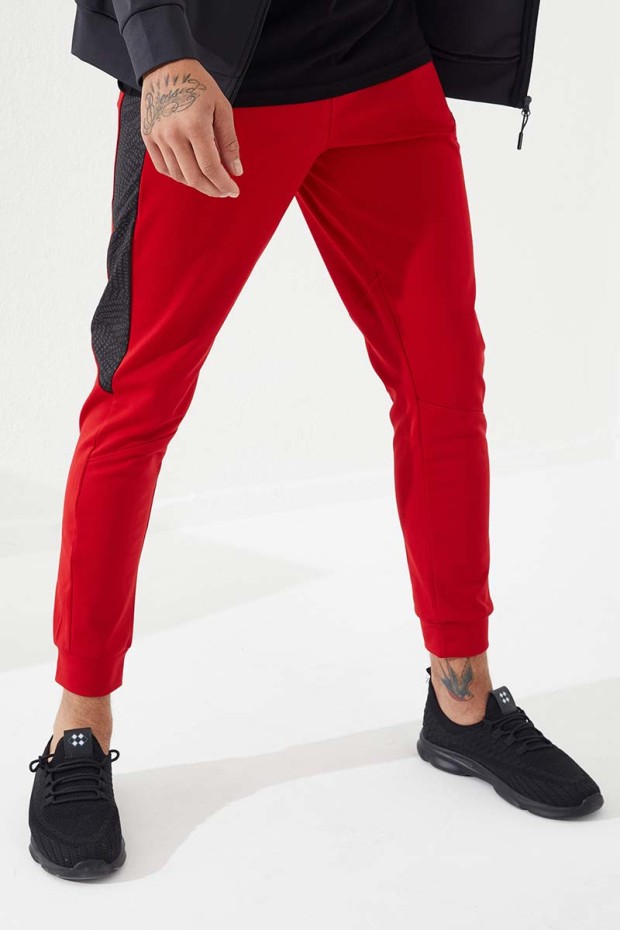 Tommy Life Kırmızı Cepli Desen Şeritli Dar Kalıp Jogger Erkek Eşofman Alt - 84788. 3 Tommy Life Kırmızı Cepli Desen Şeritli Dar Kalıp Jogger Erkek Eşofman Alt - 84788. 3
