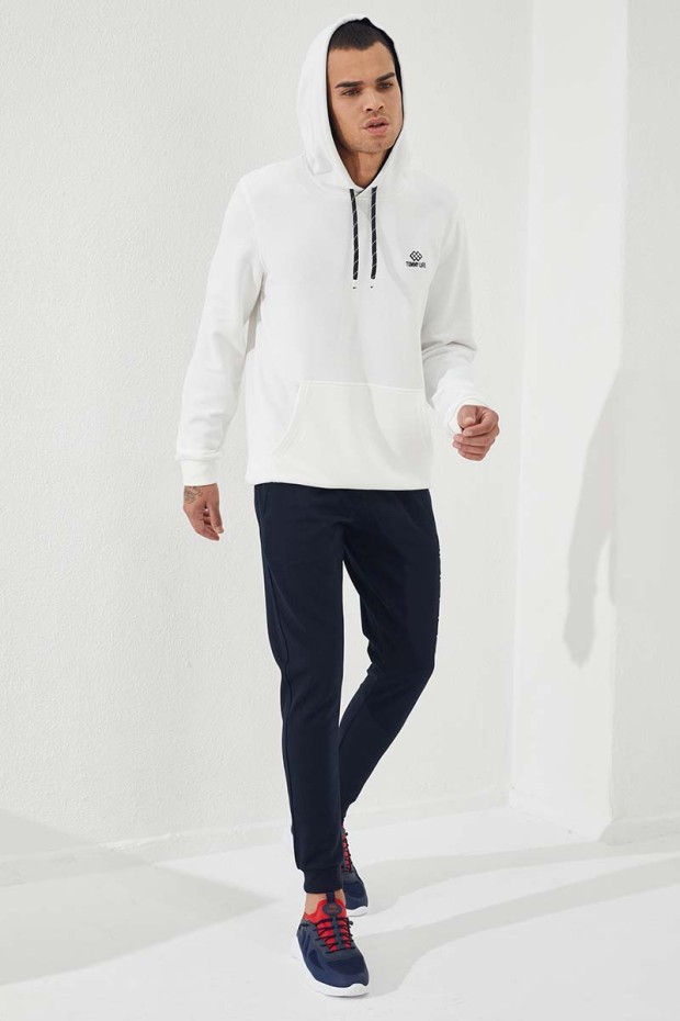 Tommy Life Lacivert Fermuar Cepli Yazı Nakışlı Dar Kalıp Jogger Erkek Eşofman Alt - 84785. 3