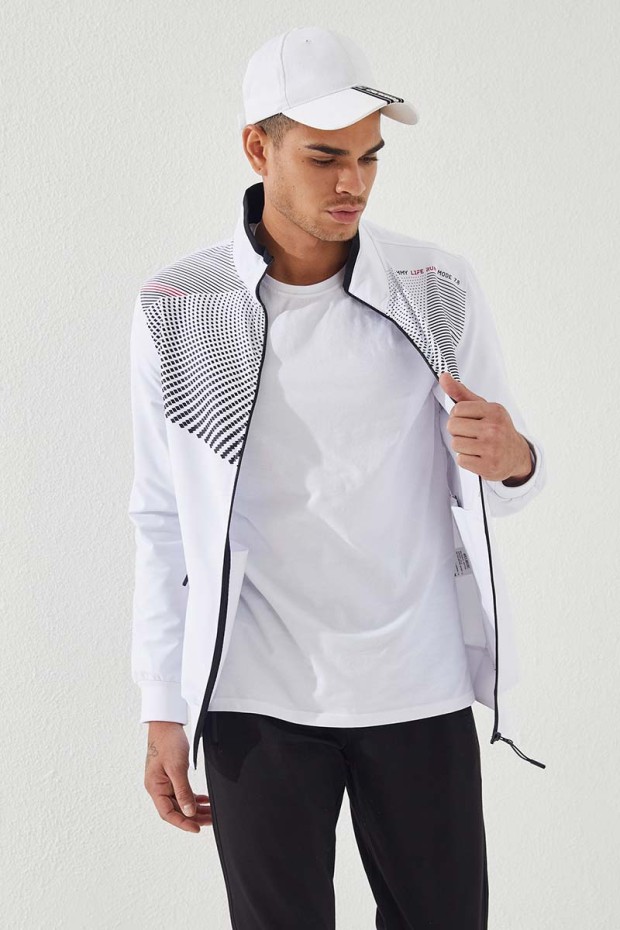 Tommy Life Beyaz - Siyah Desen Baskılı Standart Kalıp Manşetli Erkek Eşofman Takımı - 85151. 3 Tommy Life Beyaz - Siyah Desen Baskılı Standart Kalıp Manşetli Erkek Eşofman Takımı - 85151. 3