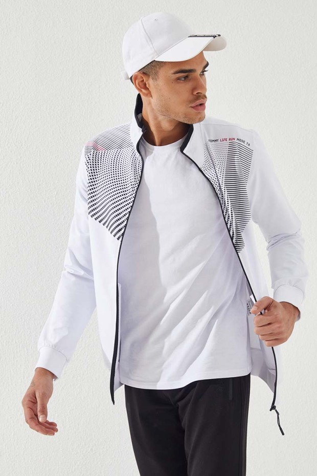Tommy Life Beyaz - Siyah Desen Baskılı Standart Kalıp Manşetli Erkek Eşofman Takımı - 85151. 1 Tommy Life Beyaz - Siyah Desen Baskılı Standart Kalıp Manşetli Erkek Eşofman Takımı - 85151. 1