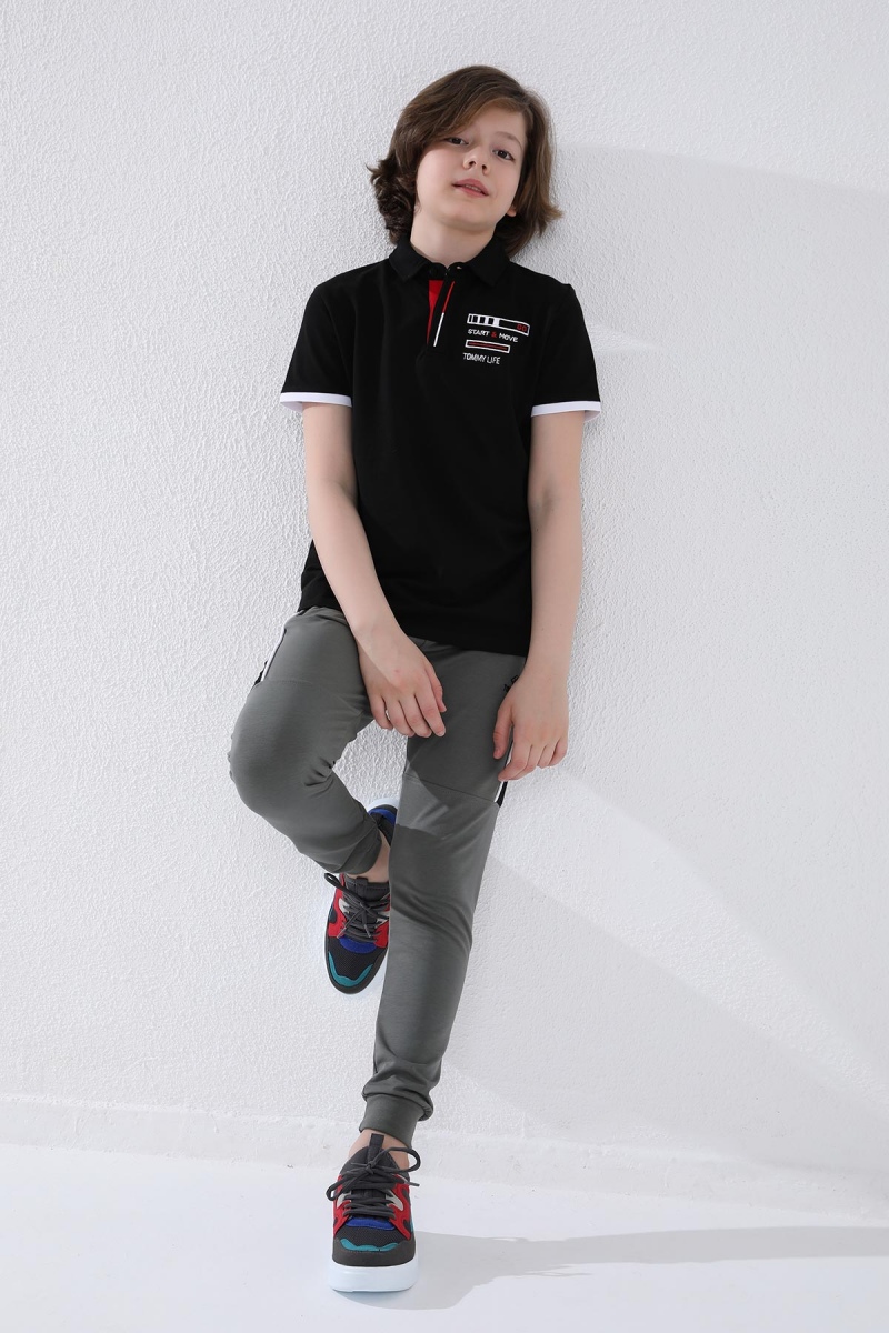 Tommy Life Çağla Erkek Çocuk Jogger Yarım Şeritli Standart Kalıp Manşetli Eşofman Alt - 64047. 2 Tommy Life Çağla Erkek Çocuk Jogger Yarım Şeritli Standart Kalıp Manşetli Eşofman Alt - 64047. 2