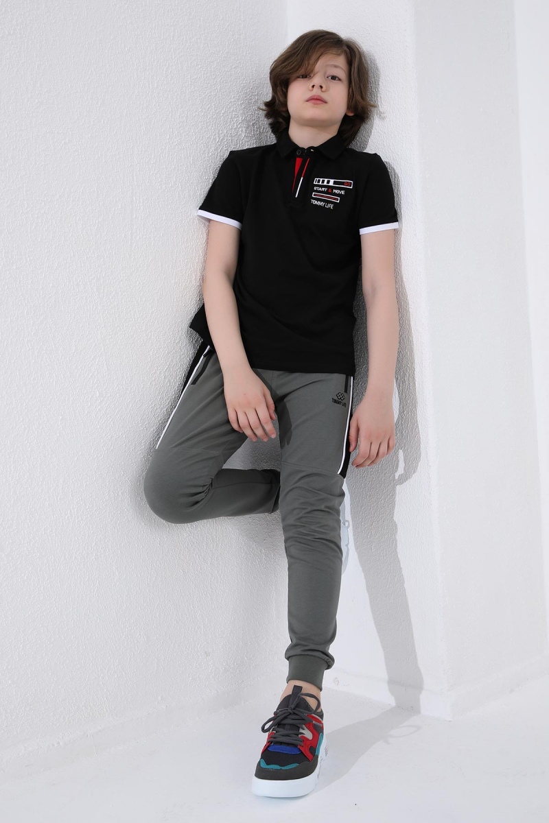 Tommy Life Çağla Erkek Çocuk Jogger Yarım Şeritli Standart Kalıp Manşetli Eşofman Alt - 64047. 5 Tommy Life Çağla Erkek Çocuk Jogger Yarım Şeritli Standart Kalıp Manşetli Eşofman Alt - 64047. 5
