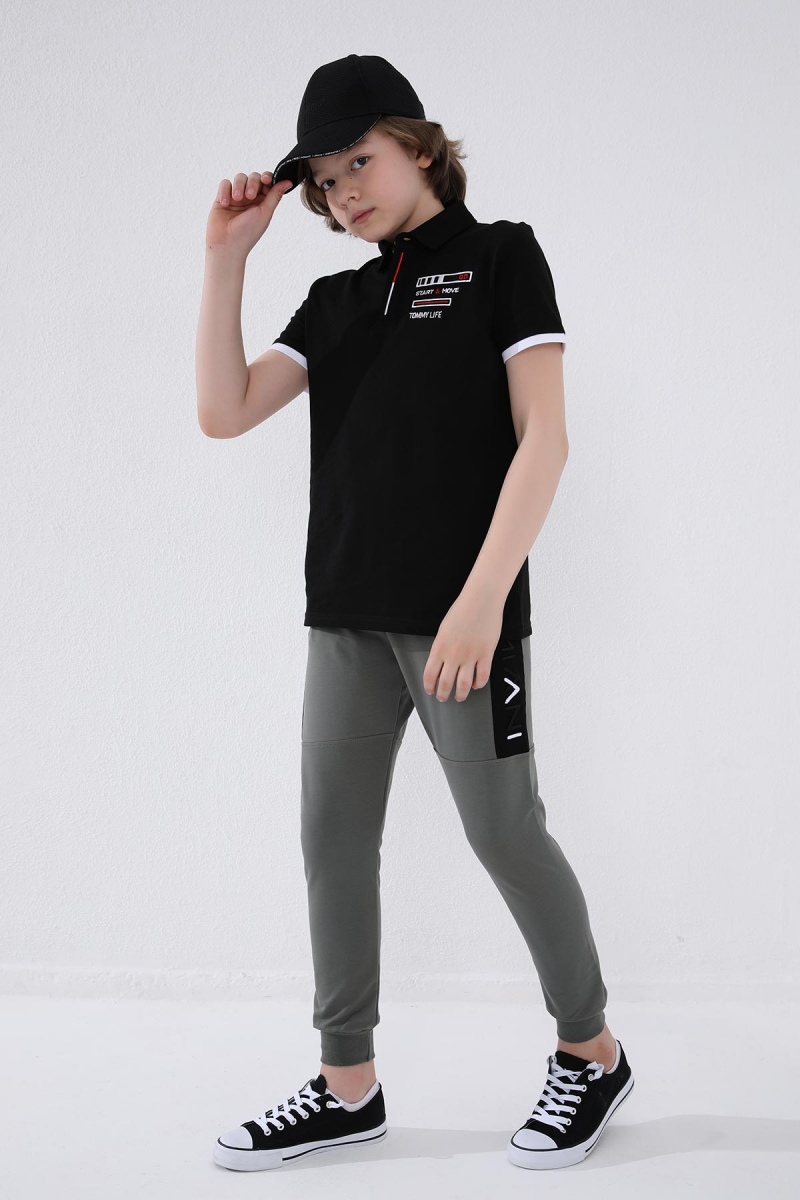 Tommy Life Çağla Erkek Çocuk Yazı Nakışlı Yarım Şeritli Jogger Dar Kalıp Manşetli Eşofman Alt - 64050. 2 Tommy Life Çağla Erkek Çocuk Yazı Nakışlı Yarım Şeritli Jogger Dar Kalıp Manşetli Eşofman Alt - 64050. 2