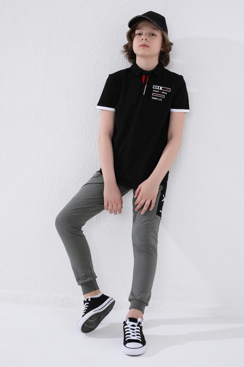 Tommy Life Çağla Erkek Çocuk Yazı Nakışlı Yarım Şeritli Jogger Dar Kalıp Manşetli Eşofman Alt - 64050. 11 Tommy Life Çağla Erkek Çocuk Yazı Nakışlı Yarım Şeritli Jogger Dar Kalıp Manşetli Eşofman Alt - 64050. 11