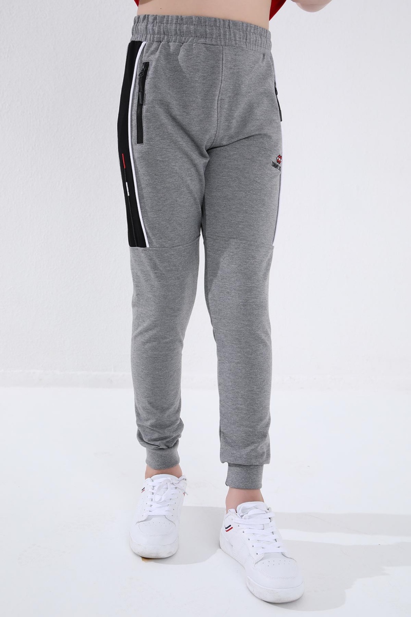 Tommy Life Gri Melanj Erkek Çocuk Jogger Yarım Şeritli Standart Kalıp Manşetli Eşofman Alt - 64047. 7 Tommy Life Gri Melanj Erkek Çocuk Jogger Yarım Şeritli Standart Kalıp Manşetli Eşofman Alt - 64047. 7