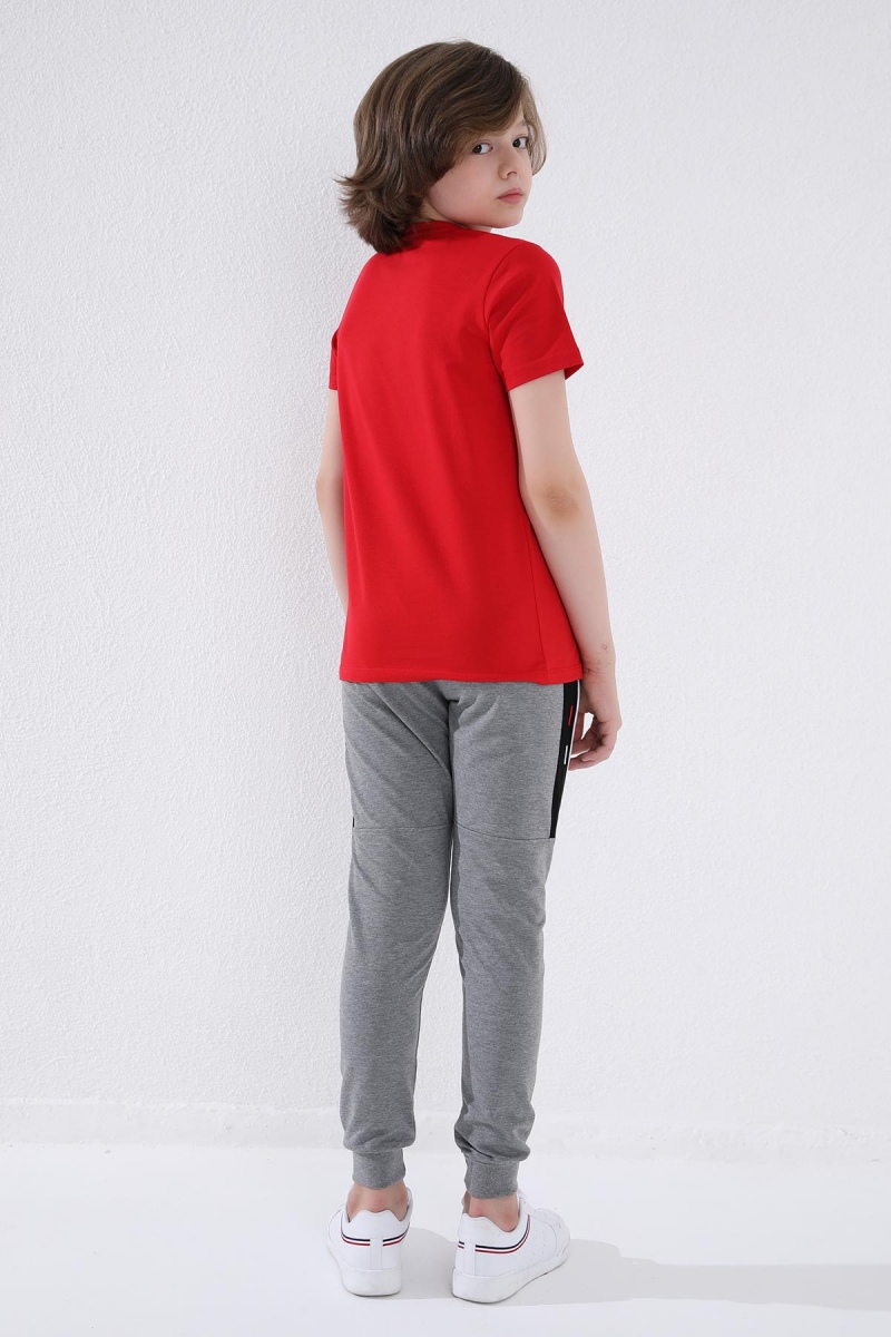Tommy Life Gri Melanj Erkek Çocuk Jogger Yarım Şeritli Standart Kalıp Manşetli Eşofman Alt - 64047. 6 Tommy Life Gri Melanj Erkek Çocuk Jogger Yarım Şeritli Standart Kalıp Manşetli Eşofman Alt - 64047. 6