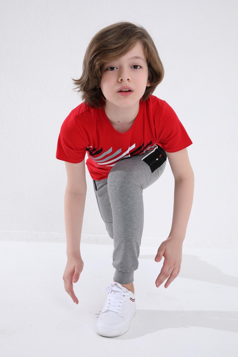 Tommy Life Gri Melanj Erkek Çocuk Jogger Yarım Şeritli Standart Kalıp Manşetli Eşofman Alt - 64047. 4 Tommy Life Gri Melanj Erkek Çocuk Jogger Yarım Şeritli Standart Kalıp Manşetli Eşofman Alt - 64047. 4
