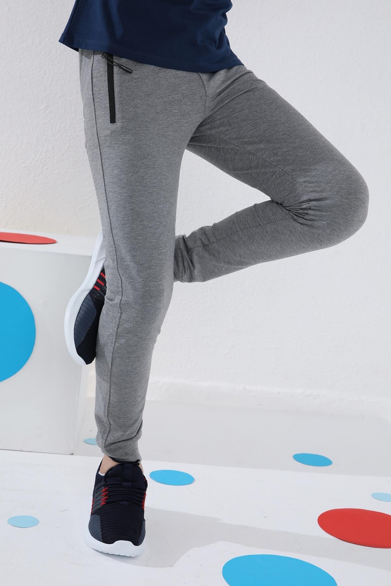 Tommy Life Gri Melanj Erkek Çocuk Jogger Fermuarlı Cep Standart Kalıp Manşetli Eşofman Alt - 64042. 2 Tommy Life Gri Melanj Erkek Çocuk Jogger Fermuarlı Cep Standart Kalıp Manşetli Eşofman Alt - 64042. 2