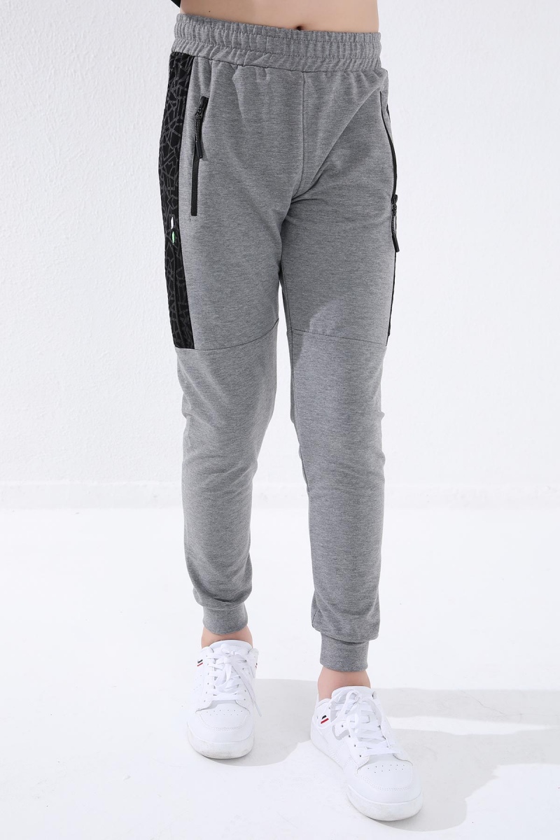Tommy Life Gri Melanj Erkek Çocuk Karışık Desen Şeritli Jogger Dar Kalıp Manşetli Eşofman Alt - 64051. 7 Tommy Life Gri Melanj Erkek Çocuk Karışık Desen Şeritli Jogger Dar Kalıp Manşetli Eşofman Alt - 64051. 7