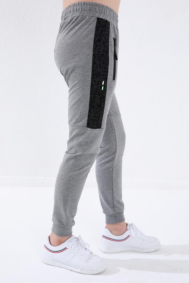 Tommy Life Gri Melanj Erkek Çocuk Karışık Desen Şeritli Jogger Dar Kalıp Manşetli Eşofman Alt - 64051. 2 Tommy Life Gri Melanj Erkek Çocuk Karışık Desen Şeritli Jogger Dar Kalıp Manşetli Eşofman Alt - 64051. 2