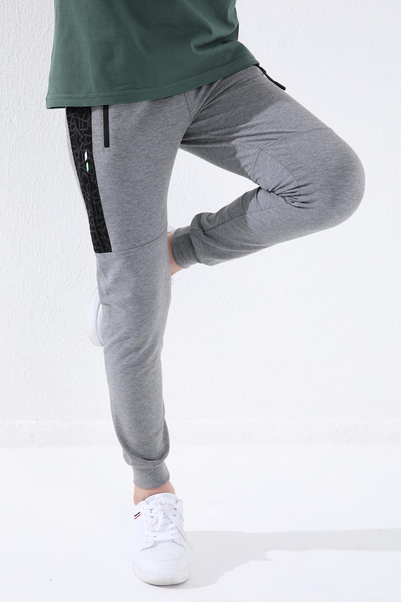 Tommy Life Gri Melanj Erkek Çocuk Karışık Desen Şeritli Jogger Dar Kalıp Manşetli Eşofman Alt - 64051. 1 Tommy Life Gri Melanj Erkek Çocuk Karışık Desen Şeritli Jogger Dar Kalıp Manşetli Eşofman Alt - 64051. 1