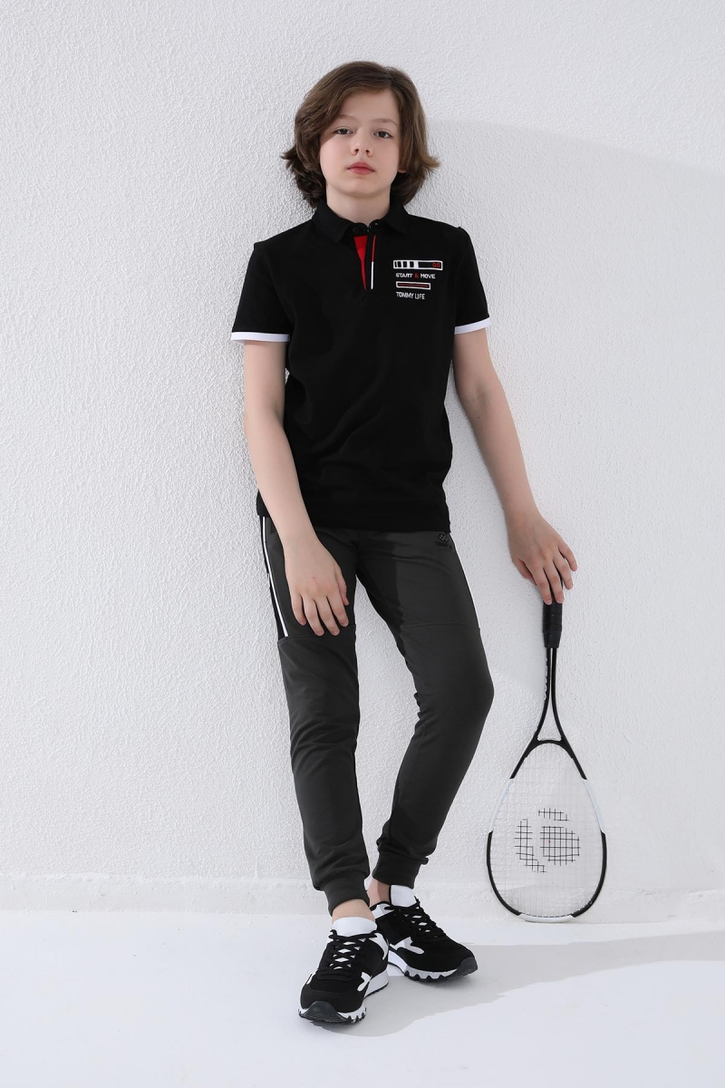 Tommy Life Haki Erkek Çocuk Jogger Yarım Şeritli Standart Kalıp Manşetli Eşofman Alt - 64047. 2 Tommy Life Haki Erkek Çocuk Jogger Yarım Şeritli Standart Kalıp Manşetli Eşofman Alt - 64047. 2