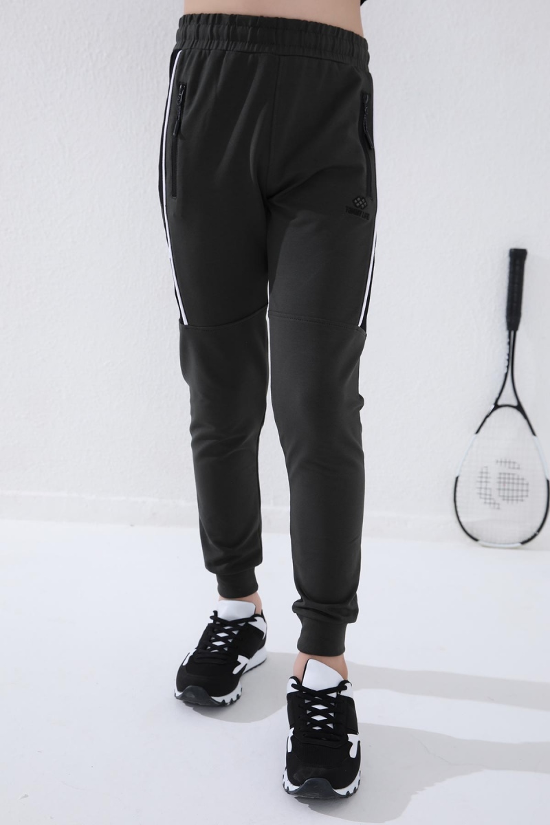 Tommy Life Haki Erkek Çocuk Jogger Yarım Şeritli Standart Kalıp Manşetli Eşofman Alt - 64047. 5 Tommy Life Haki Erkek Çocuk Jogger Yarım Şeritli Standart Kalıp Manşetli Eşofman Alt - 64047. 5
