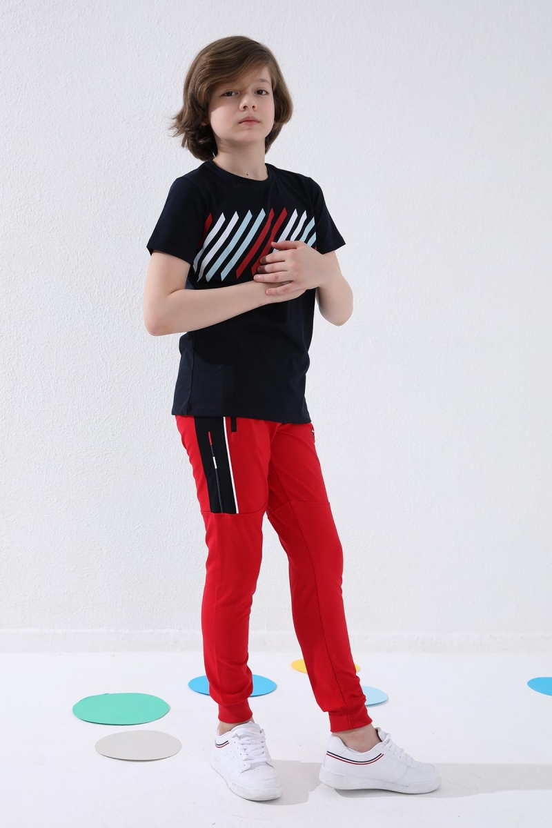 Tommy Life Kırmızı Erkek Çocuk Jogger Yarım Şeritli Standart Kalıp Manşetli Eşofman Alt - 64047. 2 Tommy Life Kırmızı Erkek Çocuk Jogger Yarım Şeritli Standart Kalıp Manşetli Eşofman Alt - 64047. 2