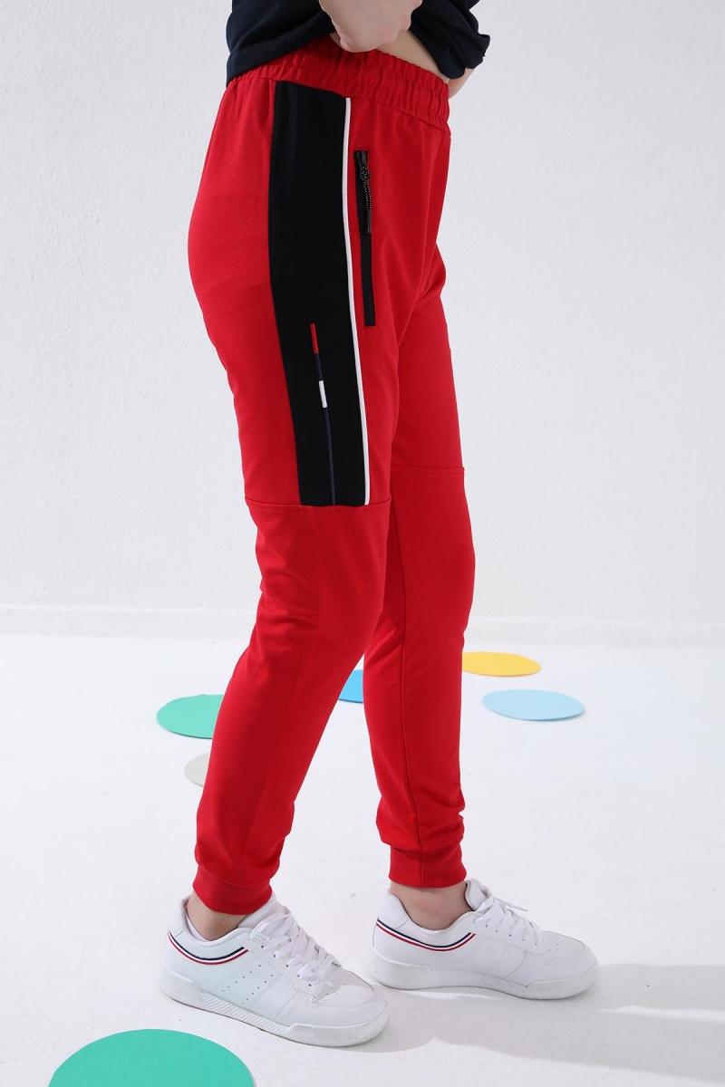 Tommy Life Kırmızı Erkek Çocuk Jogger Yarım Şeritli Standart Kalıp Manşetli Eşofman Alt - 64047. 5 Tommy Life Kırmızı Erkek Çocuk Jogger Yarım Şeritli Standart Kalıp Manşetli Eşofman Alt - 64047. 5