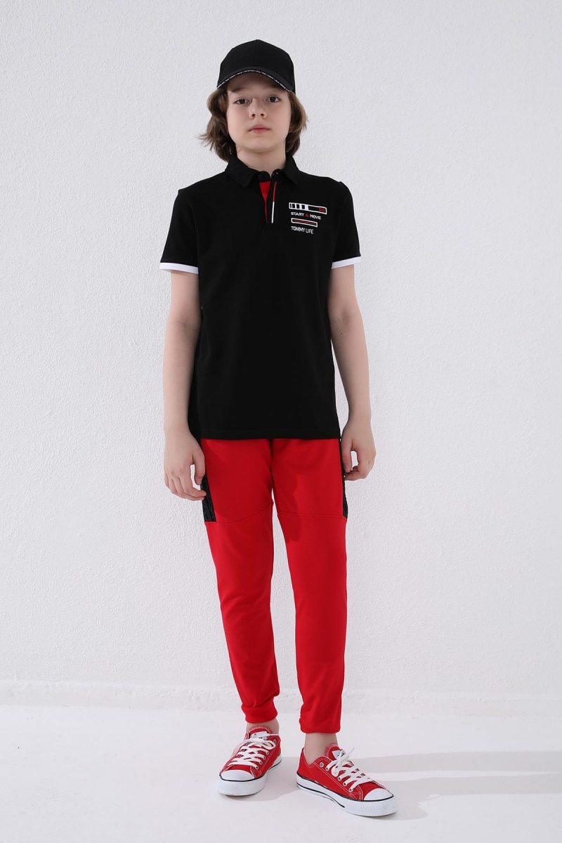 Tommy Life Kırmızı Erkek Çocuk Karışık Desen Şeritli Jogger Dar Kalıp Manşetli Eşofman Alt - 64051. 2 Tommy Life Kırmızı Erkek Çocuk Karışık Desen Şeritli Jogger Dar Kalıp Manşetli Eşofman Alt - 64051. 2