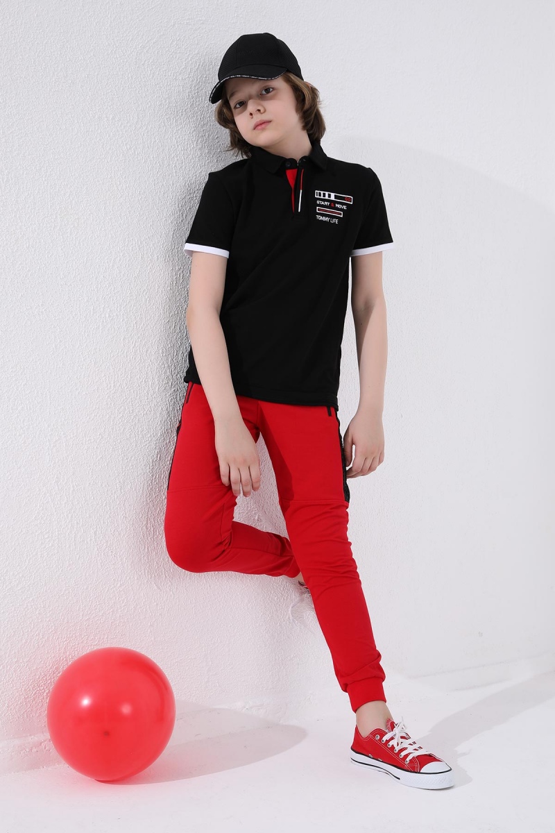 Tommy Life Kırmızı Erkek Çocuk Karışık Desen Şeritli Jogger Dar Kalıp Manşetli Eşofman Alt - 64051. 9 Tommy Life Kırmızı Erkek Çocuk Karışık Desen Şeritli Jogger Dar Kalıp Manşetli Eşofman Alt - 64051. 9