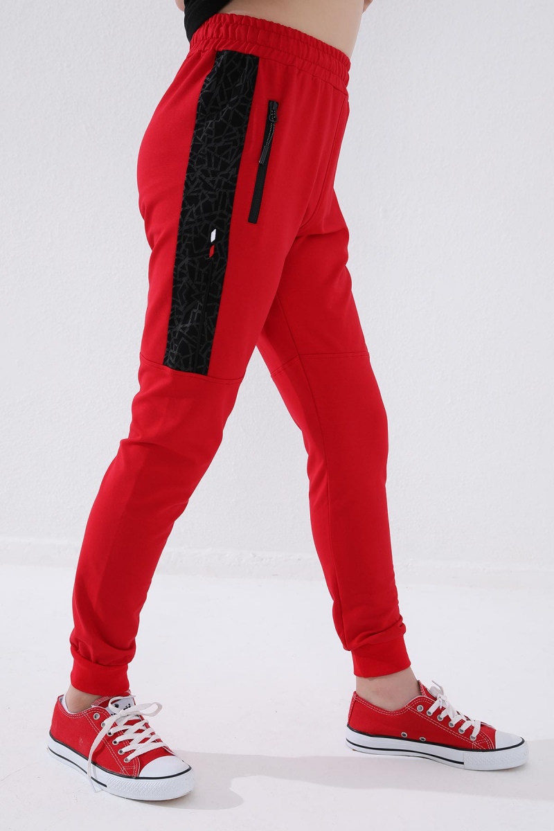 Tommy Life Kırmızı Erkek Çocuk Karışık Desen Şeritli Jogger Dar Kalıp Manşetli Eşofman Alt - 64051. 3 Tommy Life Kırmızı Erkek Çocuk Karışık Desen Şeritli Jogger Dar Kalıp Manşetli Eşofman Alt - 64051. 3