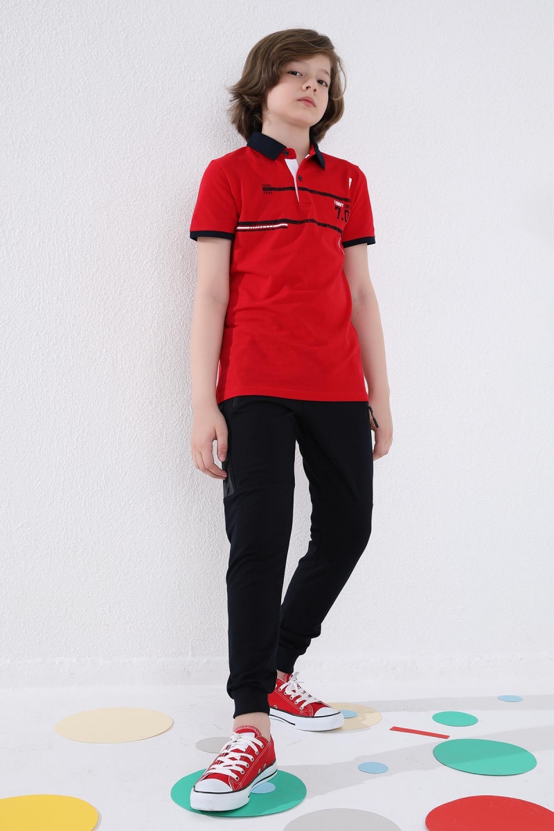 Tommy Life Lacivert Erkek Çocuk Yarım Şeritli Fermuar Cepli Dar Kalıp Manşetli Eşofman Alt - 64048. 5 Tommy Life Lacivert Erkek Çocuk Yarım Şeritli Fermuar Cepli Dar Kalıp Manşetli Eşofman Alt - 64048. 5