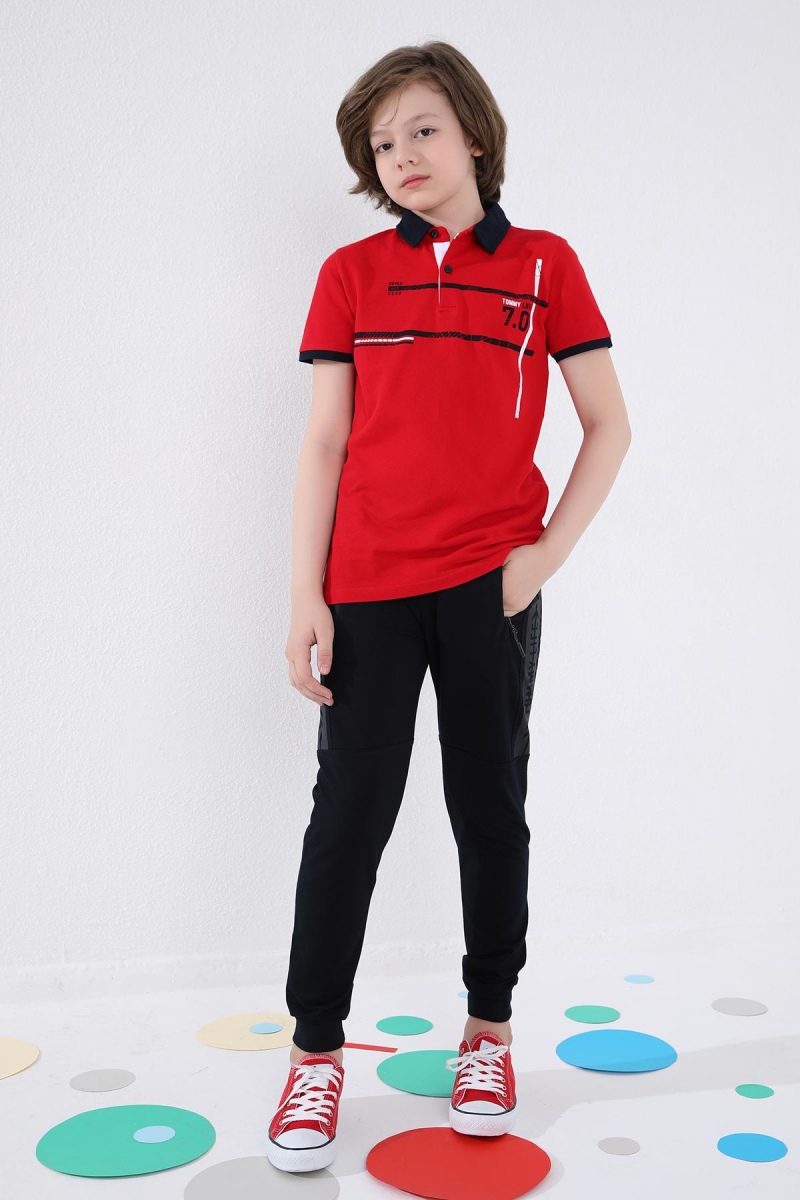 Tommy Life Lacivert Erkek Çocuk Yarım Şeritli Fermuar Cepli Dar Kalıp Manşetli Eşofman Alt - 64048. 2 Tommy Life Lacivert Erkek Çocuk Yarım Şeritli Fermuar Cepli Dar Kalıp Manşetli Eşofman Alt - 64048. 2