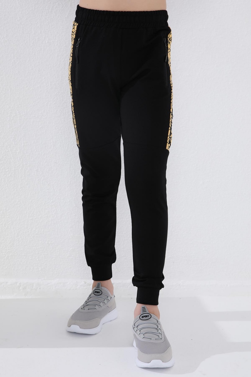 Tommy Life Siyah - Hardal Erkek Çocuk Karışık Desen Şeritli Jogger Dar Kalıp Manşetli Eşofman Alt - 64051. 8 Tommy Life Siyah - Hardal Erkek Çocuk Karışık Desen Şeritli Jogger Dar Kalıp Manşetli Eşofman Alt - 64051. 8