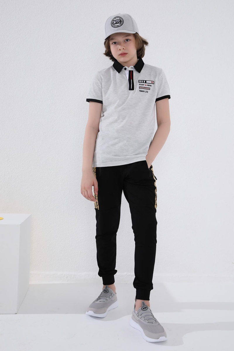 Tommy Life Siyah - Hardal Erkek Çocuk Karışık Desen Şeritli Jogger Dar Kalıp Manşetli Eşofman Alt - 64051. 2 Tommy Life Siyah - Hardal Erkek Çocuk Karışık Desen Şeritli Jogger Dar Kalıp Manşetli Eşofman Alt - 64051. 2