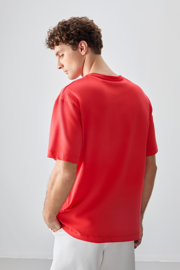 Fiesta %100 Pamuk Kalın Yumuşak Dokulu Oversize Fit Baskılı Erkek T-Shirt - 88356 - 5