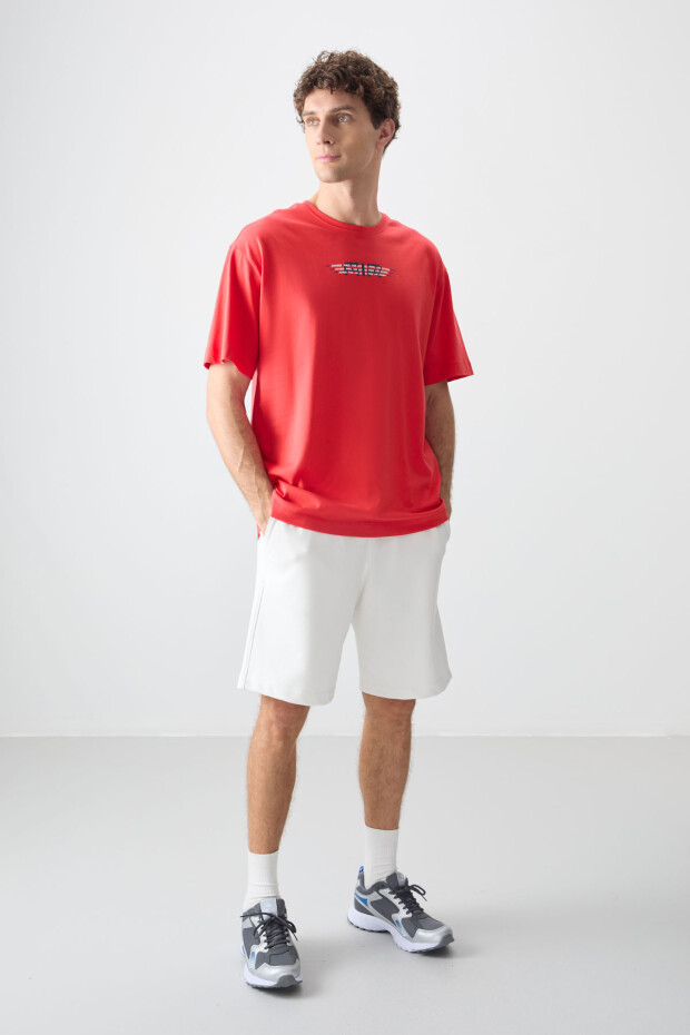 Fiesta %100 Pamuk Kalın Yumuşak Dokulu Oversize Fit Baskılı Erkek T-Shirt - 88356 - 4