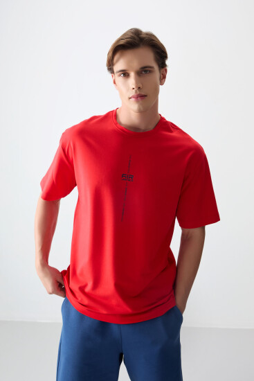 Fiesta Pamuklu Kalın Yumuşak Dokulu Oversize Fit Baskılı Erkek T-Shirt - 88373 