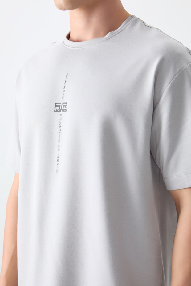 Taş Pamuklu Kalın Yumuşak Dokulu Oversize Fit Baskılı Erkek T-Shirt - 88373 - 3