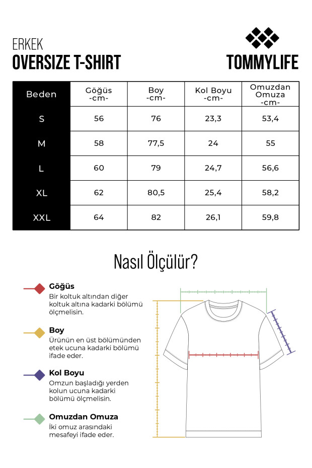 Taş Pamuklu Kalın Yumuşak Dokulu Oversize Fit Baskılı Erkek T-Shirt - 88373 - 6