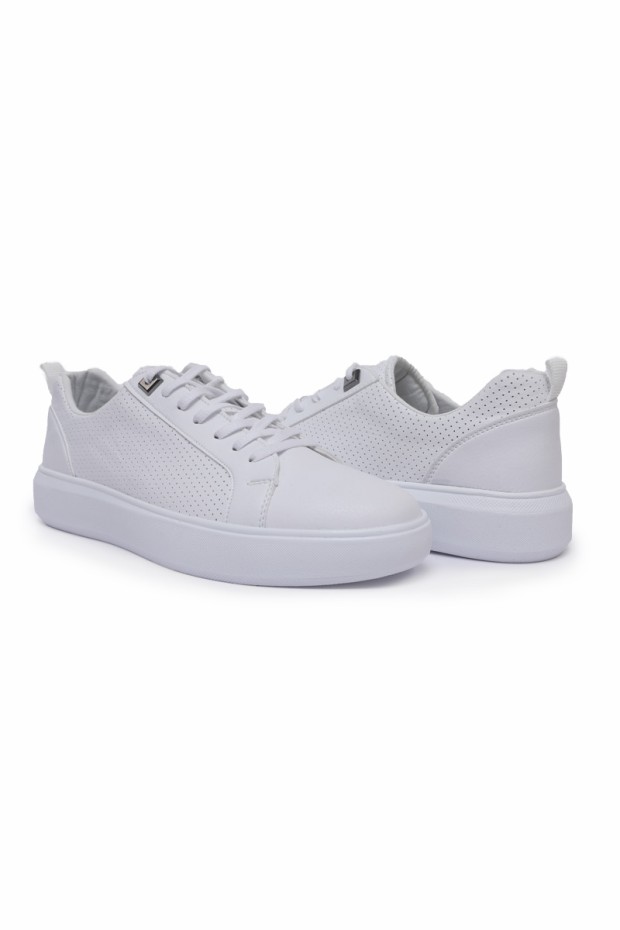 Tommy Life Beyaz Delikli Bağcıklı Suni Deri Erkek Spor Ayakkabı - 89055. 1 Tommy Life Beyaz Delikli Bağcıklı Suni Deri Erkek Spor Ayakkabı - 89055. 1