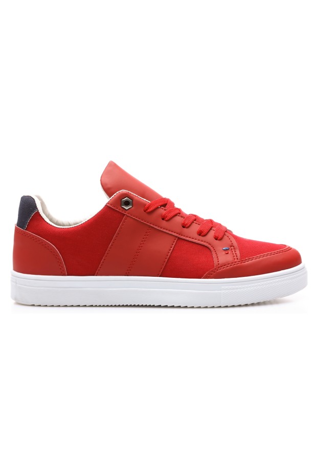 Tommy Life Kırmızı Bağcıklı Suni Deri Detaylı Erkek Spor Ayakkabı - 89065. 1 Tommy Life Kırmızı Bağcıklı Suni Deri Detaylı Erkek Spor Ayakkabı - 89065. 1