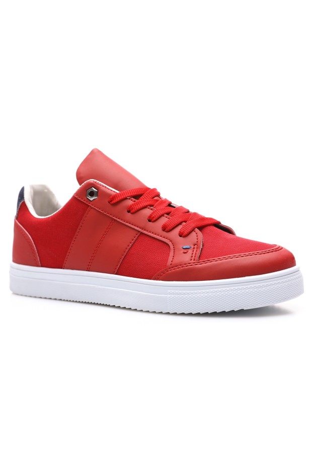 Tommy Life Kırmızı Bağcıklı Suni Deri Detaylı Erkek Spor Ayakkabı - 89065. 5 Tommy Life Kırmızı Bağcıklı Suni Deri Detaylı Erkek Spor Ayakkabı - 89065. 5