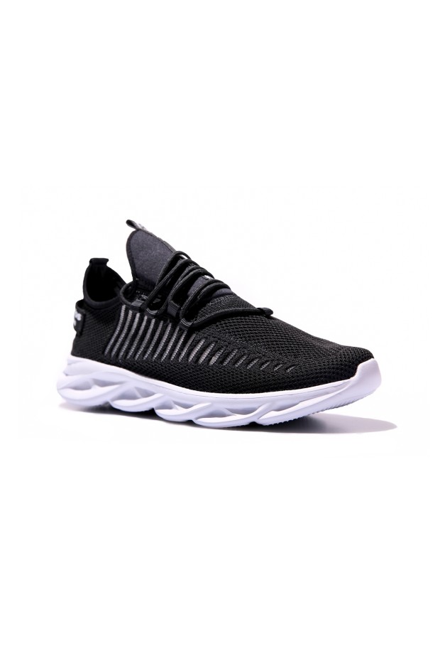 Tommy Life Siyah - Beyaz Fileli Lastik Bağcıklı Yüksek Taban Erkek Spor Ayakkabı - 89060. 3 Tommy Life Siyah - Beyaz Fileli Lastik Bağcıklı Yüksek Taban Erkek Spor Ayakkabı - 89060. 3