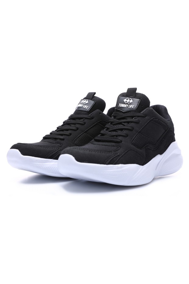 Tommy Life Siyah - Beyaz Bağcıklı File Detaylı Yüksek Taban Erkek Spor Ayakkabı - 89063. 2 Tommy Life Siyah - Beyaz Bağcıklı File Detaylı Yüksek Taban Erkek Spor Ayakkabı - 89063. 2