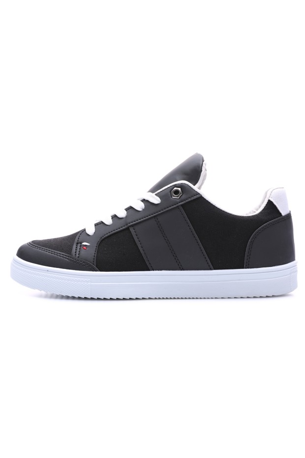 Tommy Life Siyah - Beyaz Bağcıklı Suni Deri Detaylı Erkek Spor Ayakkabı - 89065. 6 Tommy Life Siyah - Beyaz Bağcıklı Suni Deri Detaylı Erkek Spor Ayakkabı - 89065. 6