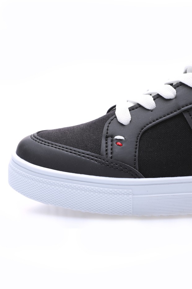 Tommy Life Siyah - Beyaz Bağcıklı Suni Deri Detaylı Erkek Spor Ayakkabı - 89065. 4 Tommy Life Siyah - Beyaz Bağcıklı Suni Deri Detaylı Erkek Spor Ayakkabı - 89065. 4