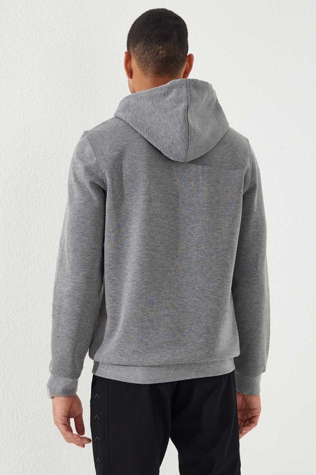 Tommy Life Gri Melanj Yazı Nakışlı Standart Kalıp Kapüşonlu Erkek Sweatshirt - 87887. 5 Tommy Life Gri Melanj Yazı Nakışlı Standart Kalıp Kapüşonlu Erkek Sweatshirt - 87887. 5