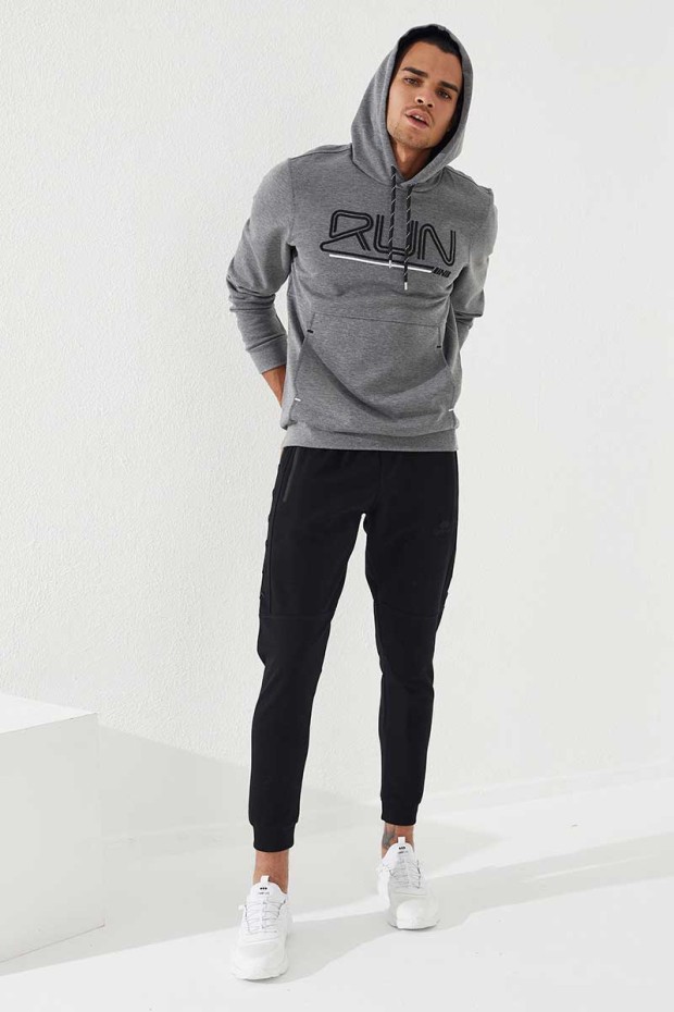 Tommy Life Gri Melanj Yazı Nakışlı Standart Kalıp Kapüşonlu Erkek Sweatshirt - 87887. 7 Tommy Life Gri Melanj Yazı Nakışlı Standart Kalıp Kapüşonlu Erkek Sweatshirt - 87887. 7