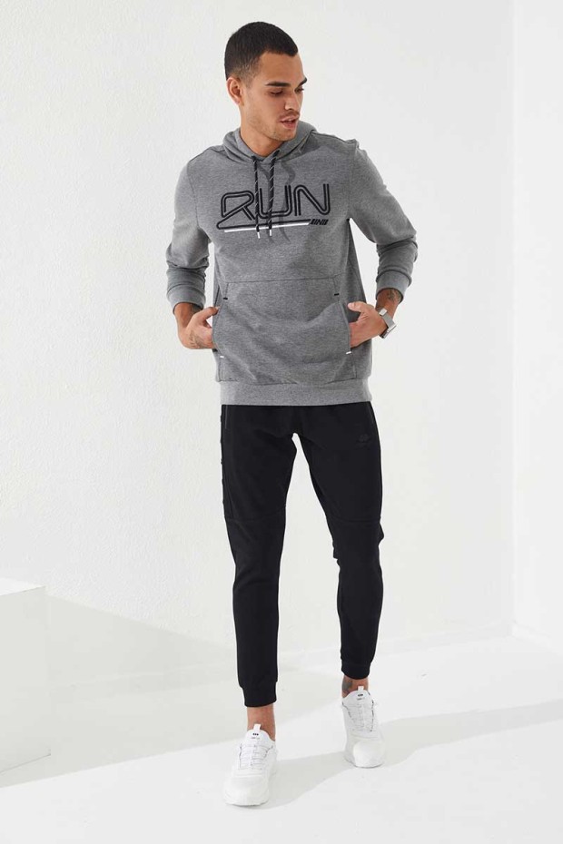 Tommy Life Gri Melanj Yazı Nakışlı Standart Kalıp Kapüşonlu Erkek Sweatshirt - 87887. 3 Tommy Life Gri Melanj Yazı Nakışlı Standart Kalıp Kapüşonlu Erkek Sweatshirt - 87887. 3