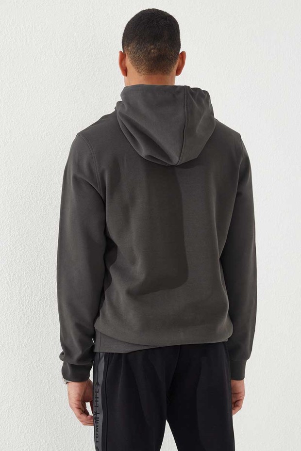 Tommy Life Haki Yazı Nakışlı Standart Kalıp Kapüşonlu Erkek Sweatshirt - 87887. 6 Tommy Life Haki Yazı Nakışlı Standart Kalıp Kapüşonlu Erkek Sweatshirt - 87887. 6